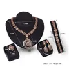 Ensembles de bijoux en cristal plaqué or 18 carats, nouvelle mode, collier, Bracelet, bague, boucles d'oreilles, pour fête de mariage, strass