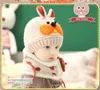 Winter Rabbit Ear beanie Kids Baby Hats Lovely Infant Toddler Girl Boy Beanies Cap Warm Baby Hat+Hooded Knitted Scarf Set Earflap Caps