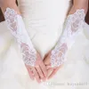 Nieuwe GRATIS VERZENDING Goedkope Lang onder Ellebooglengte Handschoenen voor Bruid Zwart Rode Vingerloze Kant Pearl Kralen Bruiloft Accessoires Bruids Handschoenen