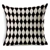 Housse de coussin moderne en coton et lin doux, taie d'oreiller Vintage, motif géométrique à rayures noires et blanches, Case294l