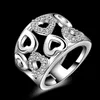 Free Shipping New 925 Sterling Silver fashion jewelry Hollow heart-shaped with Diamond With Pave zircon ring hot sell girl gift 1755