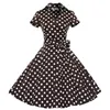 Audrey Hepburn Vintage Style Casual Dresses Modern Ruffles Women European Short Sleeve with Bow Ribbon Lapel Neck Skirts OXL127