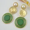 idealway 6 Colors Gold Plated Enamel Round Pearl Rhinestone Drop Earrings Jewelry Accessories For Women