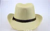 Cappello di paglia solido di nuova estate con la protezione 6pcs/lot del cappello di Panama del cowboy del progettista della cinghia di cuoio Trasporto libero