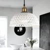 Nordic White Ceramic Hängsmycke Ljus Snidad Half Sphere Dome Lighting Hem Hotell Restaurang Dinning Room Living Room Pendant Lamp