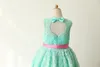 Mint Blue Lace Rosette Keyhole Flower Girl Dress/Communion/Baptism/Junior Bridesmaid Dress/Baby Girl Dress/Blush Pink Sash/Bow