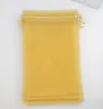 4sizes sell Golden Organza Jewelry Gift Pouch Bags For Wedding favor 7X9cm 9X12cm 13X18cm 20X30cm9800849