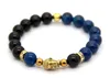 Nya armband för män och kvinnor Hot Sale 10mm Naturlig Blå, Svart, Röd Agat Beaded Buddha Armband Etiska Lyckliga Smycken