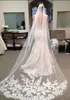 Véus de casamento de renda de tule 2017 com renda longa aplicada rede véus de noiva com pente longo véus5116169