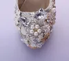 Luxury White High Heels Rhinestone Platform Pumps Wedding Bridal Shoes Unique Design Lavender Dress Shoes for Party