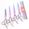 Z3003 5PCS 7039039 440C Purple Dragon Professional Pet Fairing Hair Scissors CombcuttingThinningUpdown Zakrzywione nożyce DO3324115