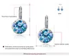 015 ROXI High Quality Blue Round Stone Earrings Fashion Jewelry Best Gift For Woman For Party Wedding Christmas Gift Silver Earrings