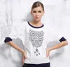2014 Новая футболка для женщин Модные хлопчатобумажные топы с принтом с короткими рукавами и блузкой Повседневная рубашка S / M / L / XL DF-095