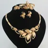 Women Amazing Charming 18K Gold Plated Crystal African Costume Jewelry Sets Nigerian Dubai wedding Leaves Jewelry Set