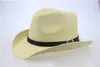 New Summer Solid Straw Hat with leather Belt Designer Cowboy Panama Hat Cap 6pcs/lot Free Shipping