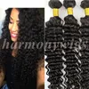 100% cabelo Humano Virgem tece trama Onda Profunda Encaracolado 8 ~ 34 polegadas Cor Natural Peruano Malaio Indiano Desembaraçar Bundles Extensões de cabelo em massa