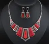 Jewelry Sets For Women Artifical Stone Enamel Necklace Earrings Sets Four Colors Statement Necklace Fashion Jewellery Set