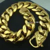 Cool toppkvalitet guldpläterad herr rostfritt stål kantarmband armband B154