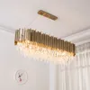 Luxuriöse postmoderne Kristall-Hängelampe, K9-Kristall-Edelstahl-Lampenschirm in Gold, moderne Pendelbeleuchtung, runde rechteckige Kristallleuchten