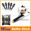 Nuovo cavo audio Monopiede integrato Selfie Stick cablato Clip per otturatore integrata palmare estensibile per IOS iPhone Android Smart phone 150 a buon mercato