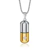 Roestvrij staal Crematie Parfum Fles Ash Capsule Medaillons Hanger Urn Pil Ketting Memorial Keepsake Voor Mannen Vrouwen Openbare Sieraden