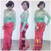 2016 nueva llegada apliques vestido de fiesta de manga larga ver a través de tafetán vestido de encaje nigeriano vestidos de noche vestido personalizado Aso Ebi