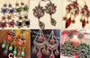 Random mix 100 style 100Pairs/lot Vintage Tibetan Silver/Bronze Resin Gem Fashion Earrings wholesale earrings New fashion jewelry