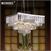 Square Kształt Kryształowy Lampka oświetleniowa żyrandol przezroczystą chromowaną lampę wisiorującą do jadalni zawieszenie Luminaire oświetlenie domowe do salonu foyer MD8795
