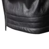 Hurtownie- Nowy 2017 Jesień Moda nachylona Zipper Design Turn Down Collar Slim Fit Motocykl Skórzana Kurtka Mężczyźni Rozmiar M-5XL Py13
