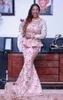 새로운 도착 섹시한 인어 특별 행사 드레스 긴팔 크루 넥 라인 나이지리아 레이스 이브닝 가운 2016 개인지 댄스 파티 드레스