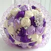 2015 Bukiet ślubny fioletowe kwiaty róży z koronkową dekoracją zmieszaną z perłami i diamentowym jedwabnymi kryształami 3029 Flower Bridal B956817620092