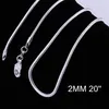 100pcs 925 Plaques en argent 2 mm Taille de mélange de chaîne de serpents lisse 16-24 pouces 925 Collier sterling