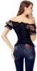 Femmes Dentelle Manches Floral Tapisserie Brocart À Lacets Fermeture Éclair Overbust Corset Top Grande Taille S-6XL Halloween Fête De Noël Tenue De Tous Les Jours