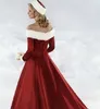 Winter Fur Wedding Dresses Warm Long Sleeve Court Train Off-the-shoulder A-Line Red Bridal Gowns Vestidos De Noiva 2019 New Se225a