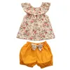 Cotton Baby Girl Clothes Summer Flower Girls Clothing Set Cute Kids Baby Girls Clothes Sets T Shirt Tops + Shorts 2pcs Boutique Girls Set