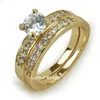 18k goud Filed Womens Engagement trouwring set lab diamanten R280 maat 5 7 8 9 10