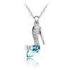 New Pendant Necklaces Austrian Crystal Cinderella Crystal Shoes Pendants 925 Stering Silver 18k Gold Plated Chains Fashion Jewelry 10 Colors