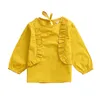 Bébé Filles Vêtements T-shirts 2018 Printemps Automne À Volants À Manches Longues Blouses T-shirts Enfant Filles Hauts Solide Mignon Bébé Enfants Vêtements Tenues