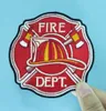 HOT SALE Fire Dept Patch with Hard Hat and Axes Embroidery Badges 3.5 Inch Iron On Patches Front Clothing Applique Free shipping