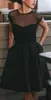 2020 New Little Black Cocktail Dresses Sheer Jewel Neck Dotted Tulle Short Knee Length Party Dress 2017 with Pockets Cheap High Quality 438