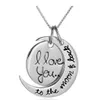 DHL Gold Chain Moon Sun Pendant Necklace I Love You Letter Couple Clavicle Necklace Korean Silver Jewelry for Women Men