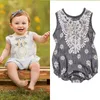 Baby Girls Clothes Small Chrysanthemum Print Romper Newborn Toddler Lace Flower Sleeveless Jumpsuit Sunsuit Outfits Kids Clothing For Girls