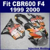 100 Spritzgussteile für Honda Fullset-Verkleidungssätze CBR 600 F4 1999 2000 Schwarz 99 00 CBR 600 F4 Verkleidungsteile 5VBH