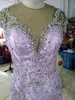 High Quality Beaded Evening Dresses Luxury Lavender Lace Mermaid Evening Gowns Sheer Jewel Neck Beads Sequin Crystals Embroidery Prom Dress