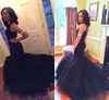 Beaded Lace Prom Dresses Jewel Sleeveless Black Plus Size Evening Gowns Floor Length Mermaid Formal Dress