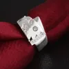 Gratis frakt Ny 925 Sterling Silver Fashion Jewelry Hollow Pattern Czech Drill Ring Hot Sell Girl Gift 1486