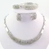 New Vintage Gold Necklace Bracelet Ring Earring Fashion Full Rhinestone 18K Gold Plated Wedding Party Jewelry Sets