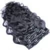 10 do 26 cali Ciało Fala Brazylijski Non-Remy Hair # 1B Natural Black Color Human Hair Class In Human Hair Extensions 100g 10 sztuk / partia Pełna głowa