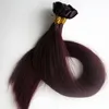 200g 200strands Pre Conded Flat Tip Hair Extensions 18 20 22 24 cali # 99J / czerwone wino Brazylijski Indian Remy Keratyn Human Hair