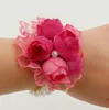 Beau corsage de fleur rose rouge champagne violet avec broche pour mariage fournitures de marié mariée vente au détail et en grosBF02